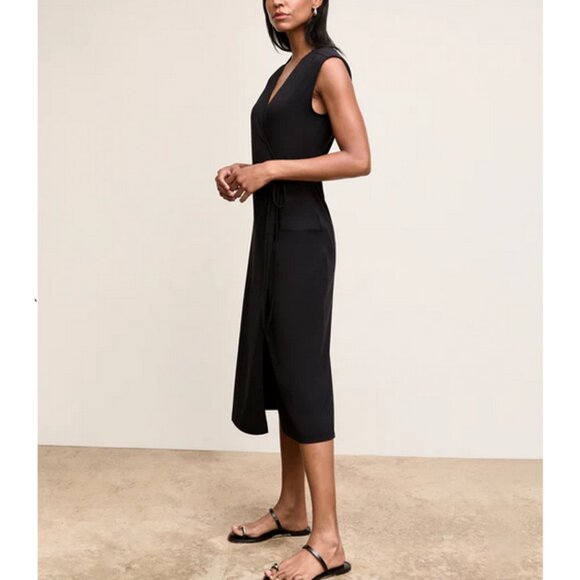 MM LaFleur Marta Wrap Sample Dress - Pima Cotton Jersey in Black - Small - NWT - Picture 1 of 7